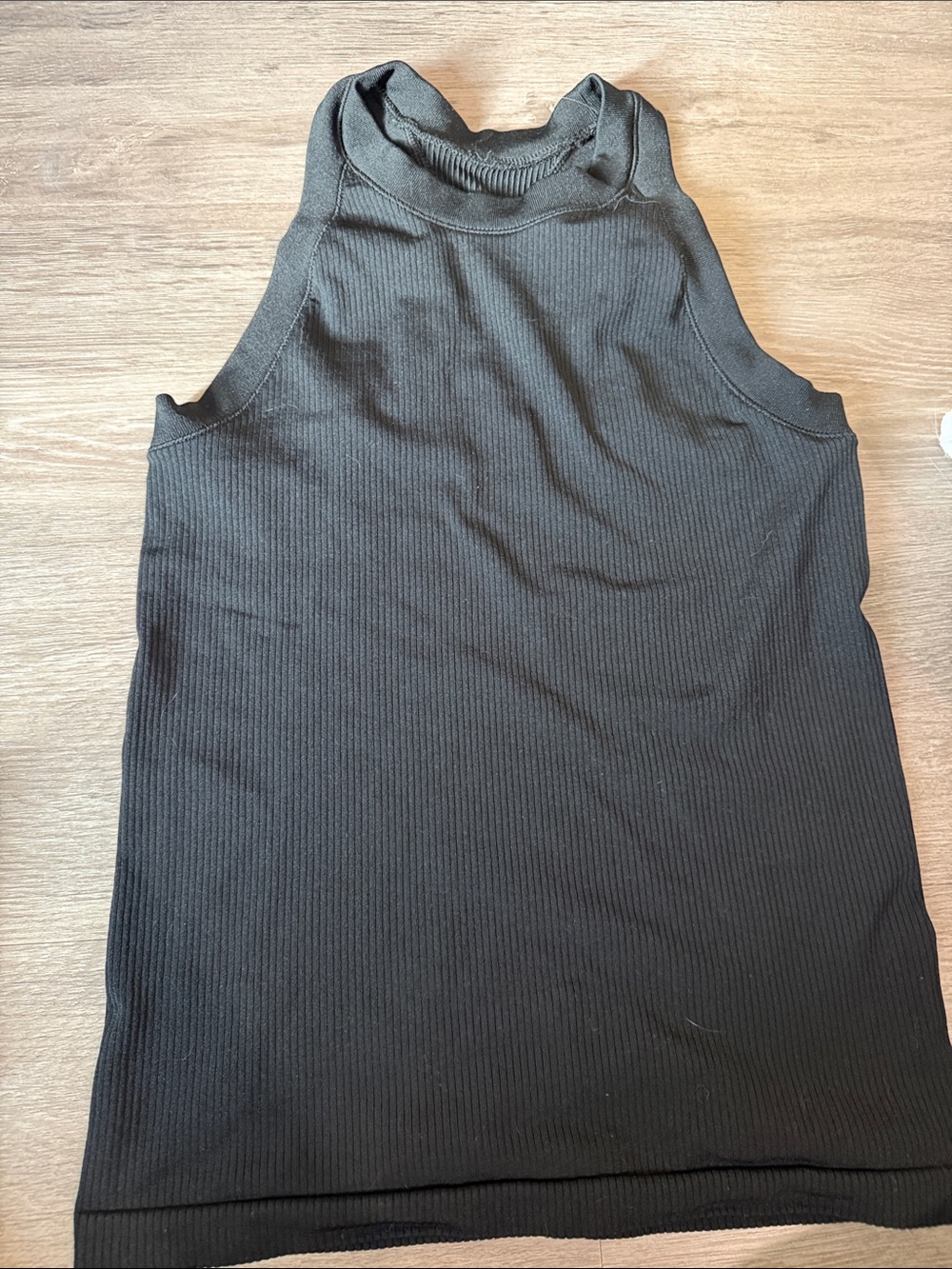 Athleta Black Ribbed High-Neck Tank